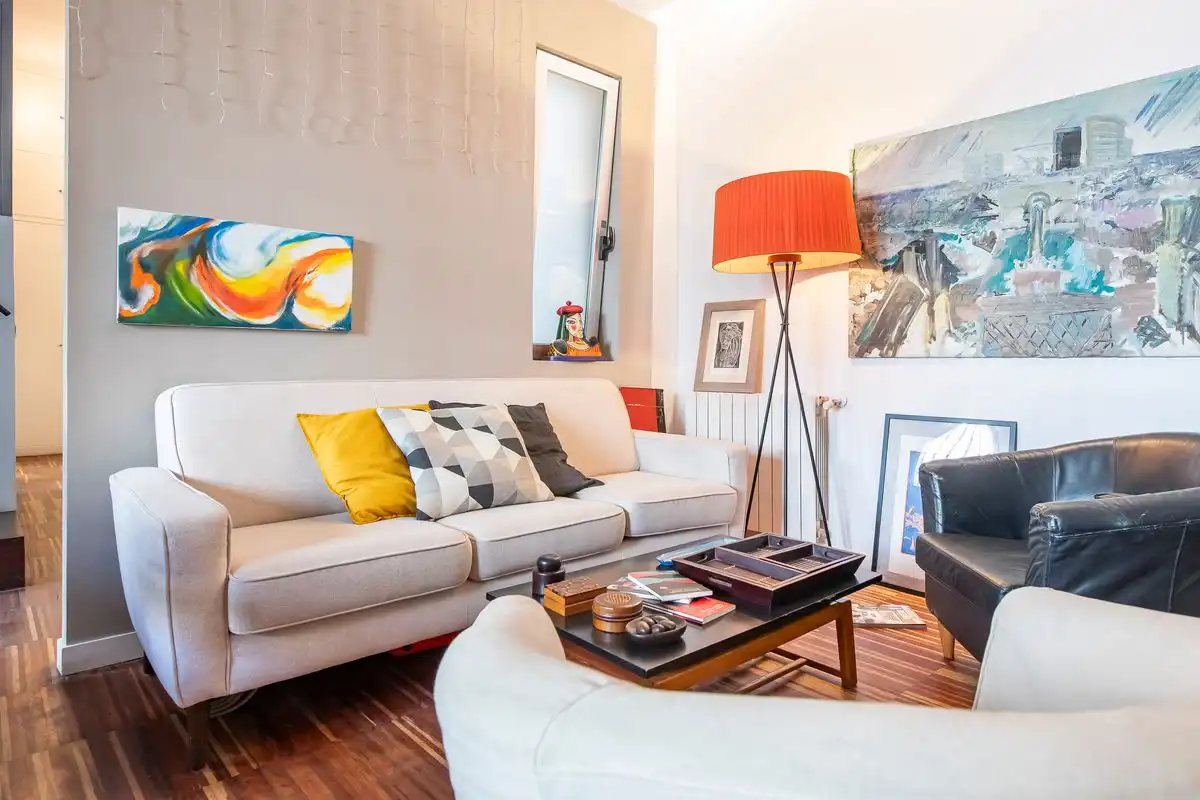 Wohnzimmer von Loft zum Verkauf in Madrid mit Heizung, Privatgarten und Möbliert