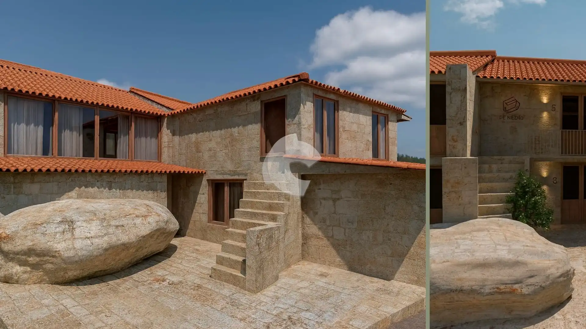 Vista exterior de Casa adosada en venda en San Cibrao das Viñas amb Jardí privat