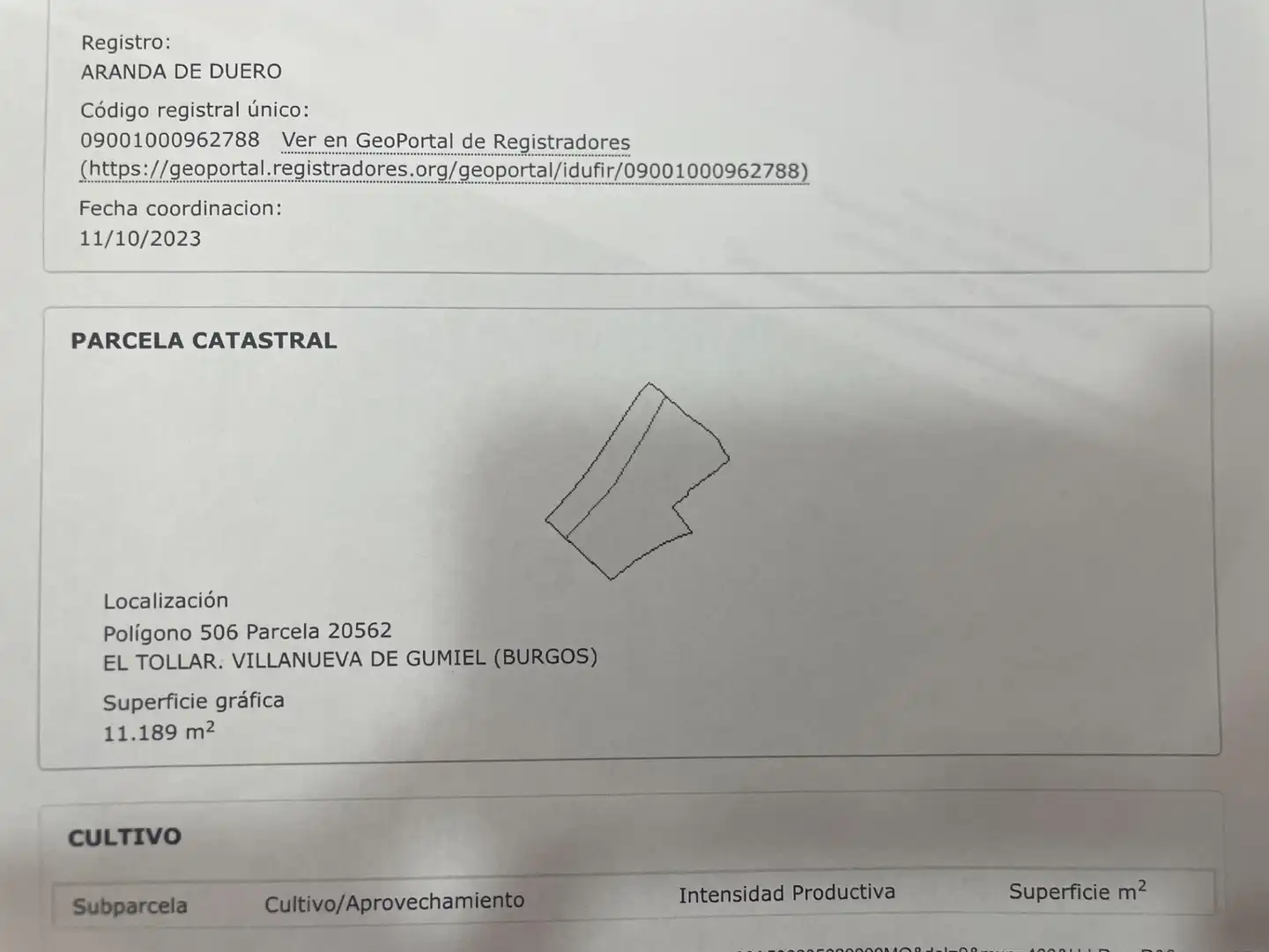 Terreno en venta en Villanueva de Gumiel