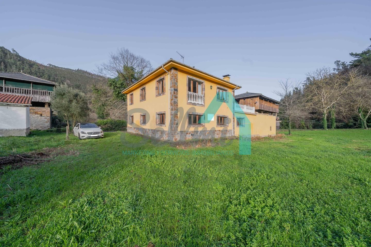 Vista exterior de Casa o xalet en venda en Tineo amb Calefacció, Jardí privat i Terrassa
