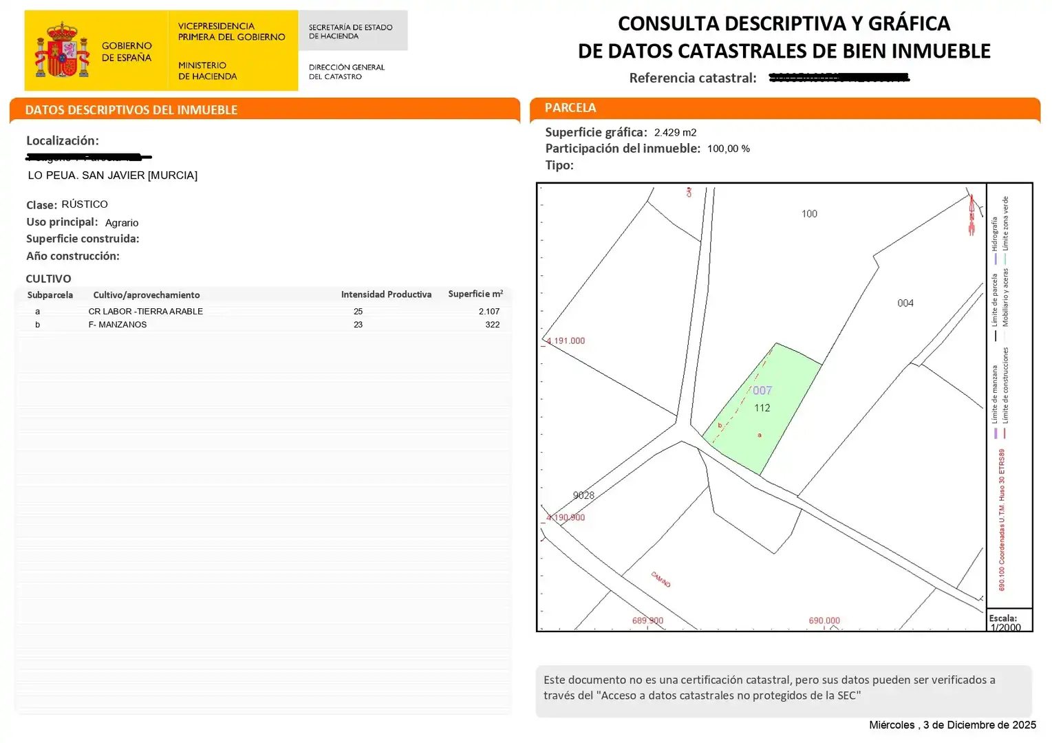 Terreno en venta en San Javier