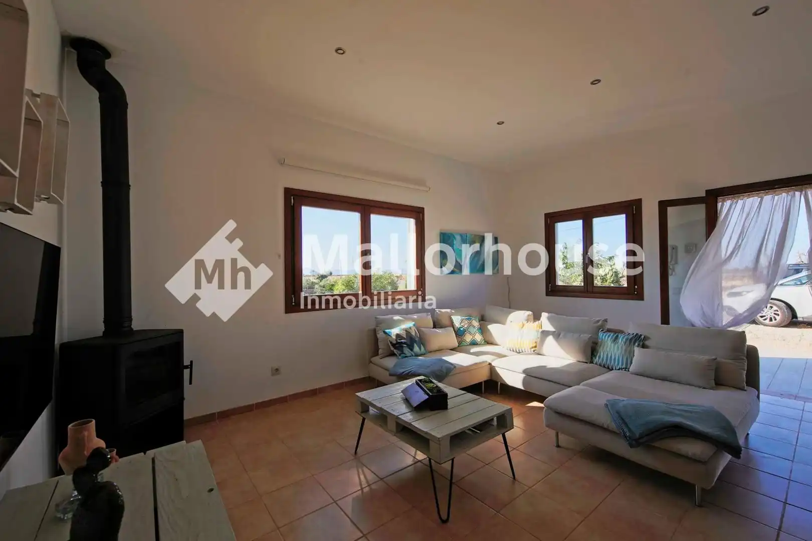 Sala de estar de Casa o chalet de alquiler en Santa Margalida con Aire acondicionado, Jardín privado y Terraza
