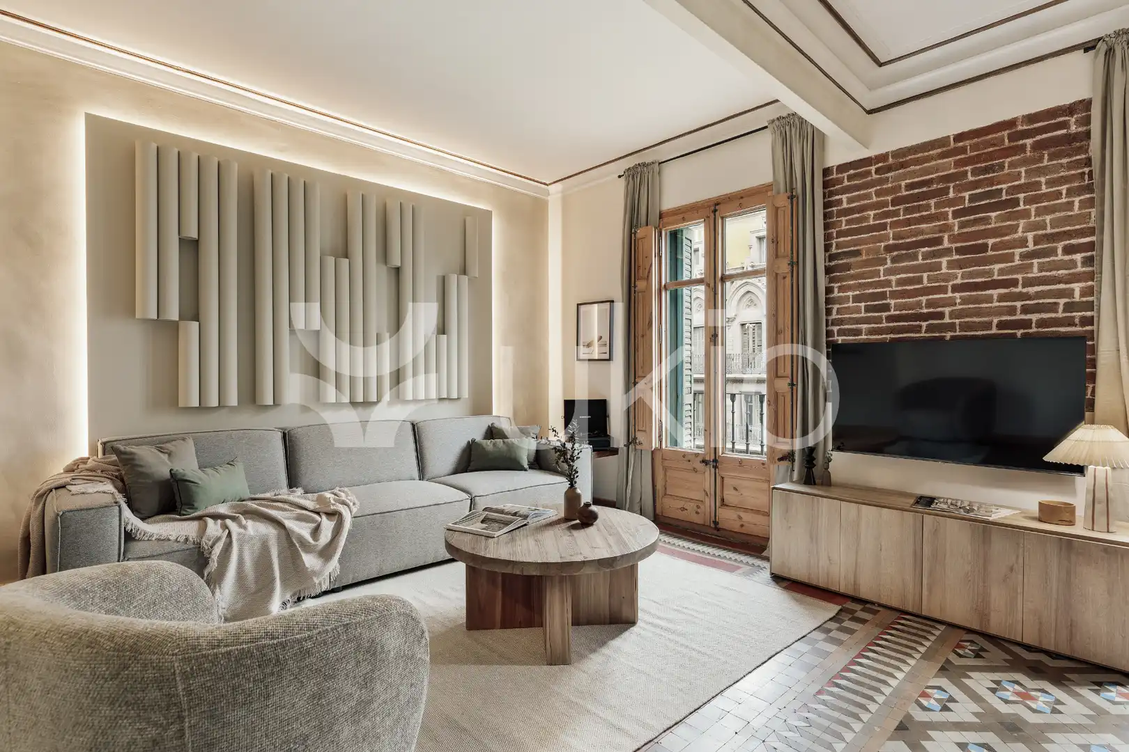 Sala de estar de Apartamento de alquiler en Barcelona con Aire acondicionado, Calefacción y Terraza