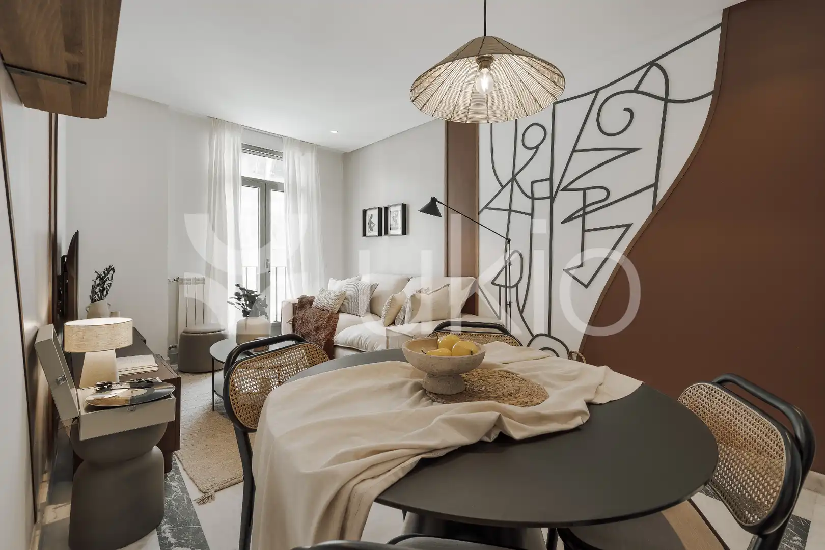 Sala de estar de Apartamento de alquiler en Madrid con Aire acondicionado, Calefacción y Amueblado