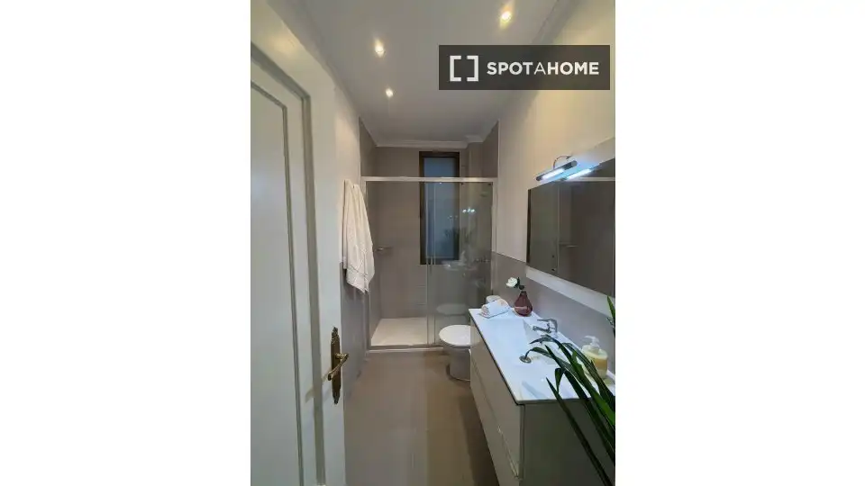 Bany de Apartament per a compartir en Madrid amb Aire condicionat, Terrassa i Moblat