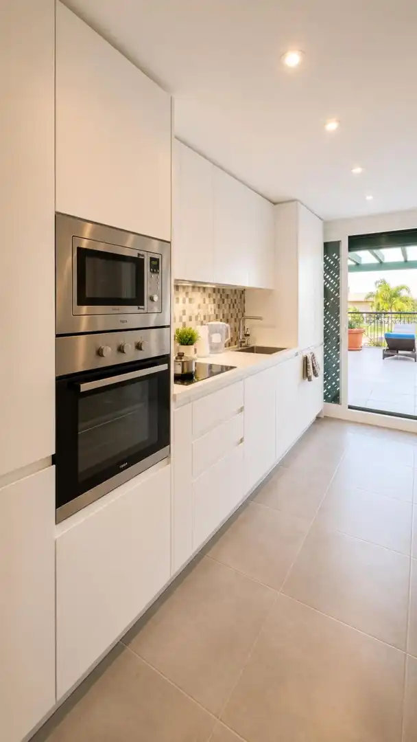 Cuina de Apartament de lloguer en Marbella amb Aire condicionat, Terrassa i Moblat
