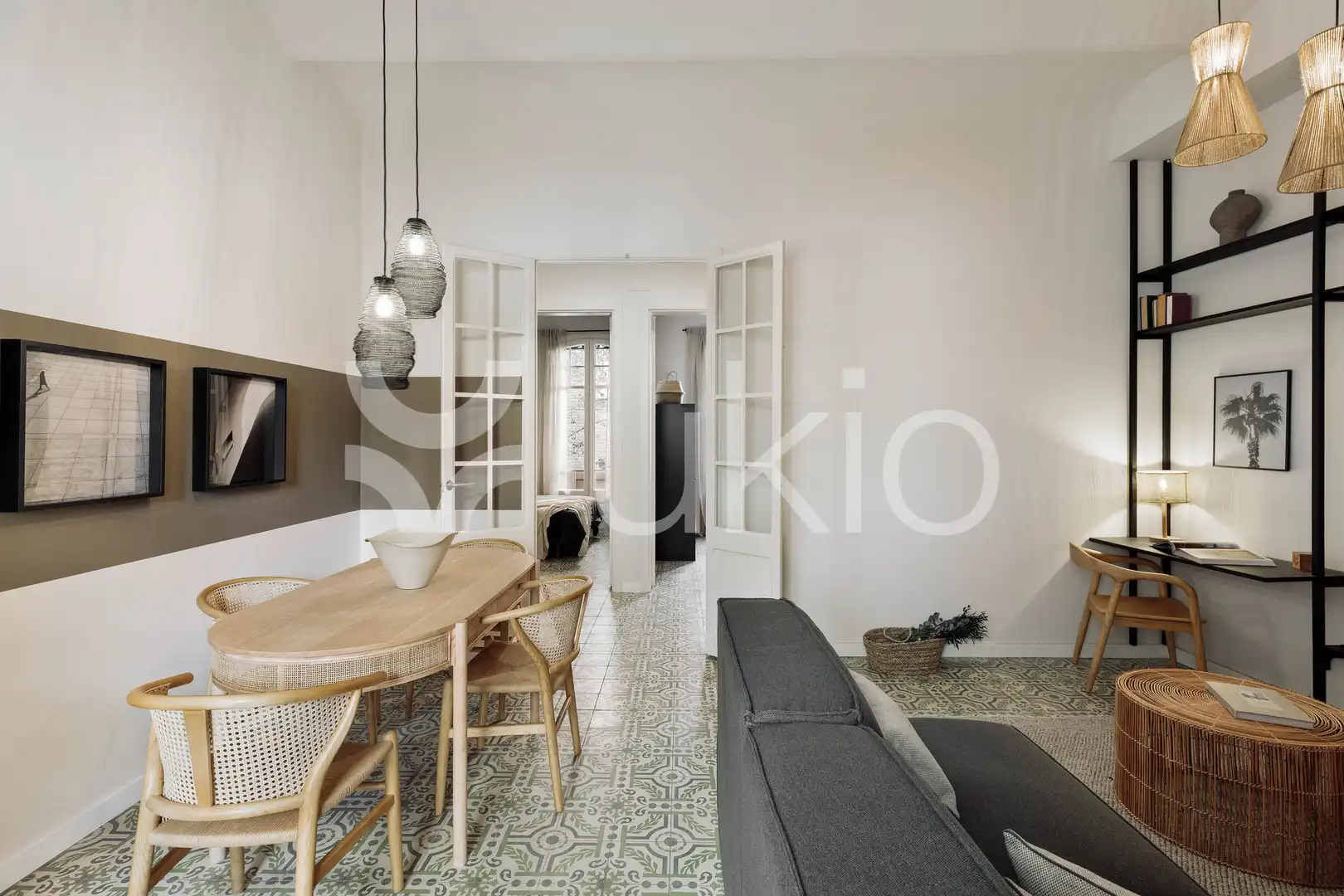 Sala de estar de Apartamento de alquiler en Barcelona con Aire acondicionado, Calefacción y Terraza