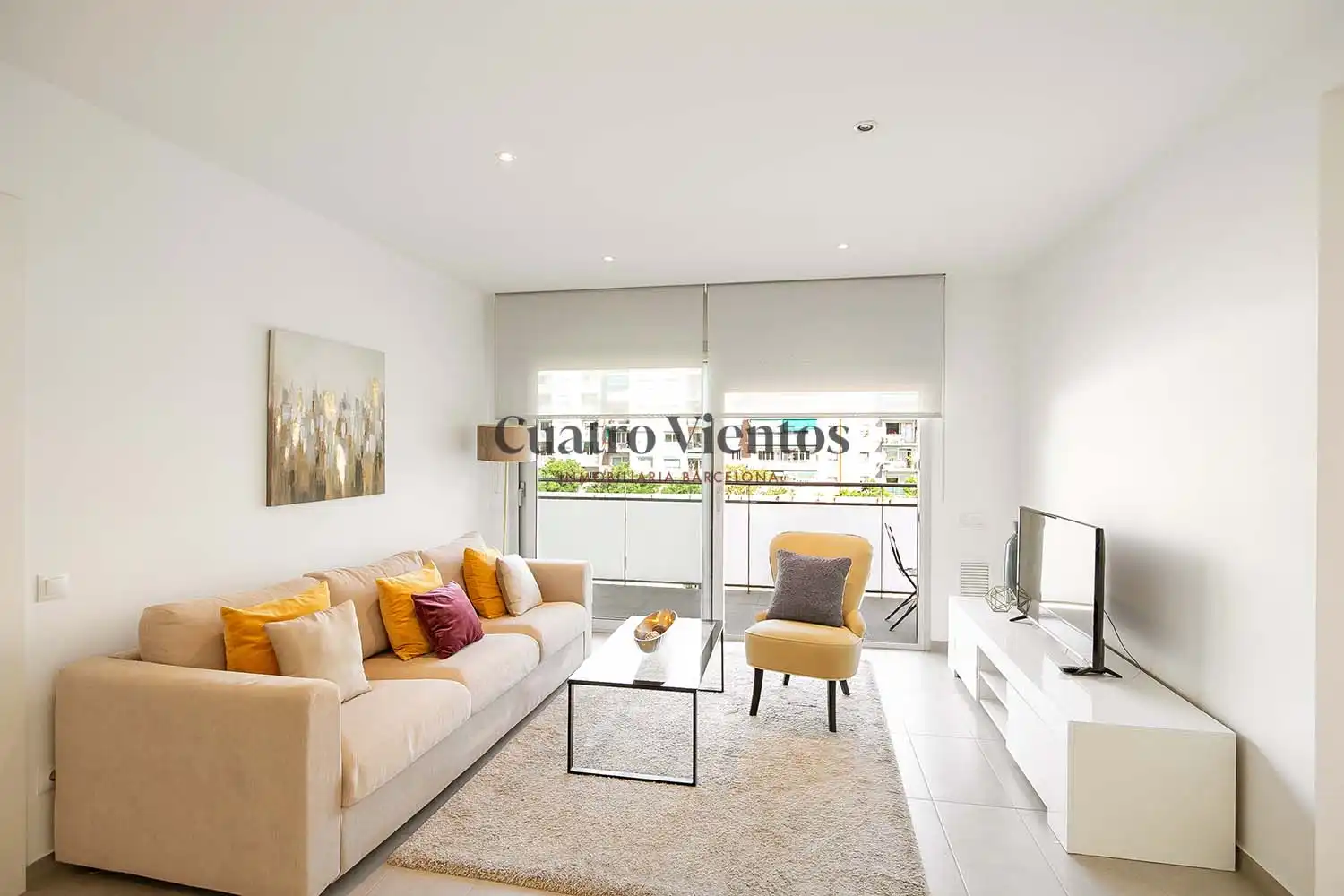 Sala de estar de Piso de alquiler en  Barcelona Capital con Aire acondicionado, Calefacción y Terraza