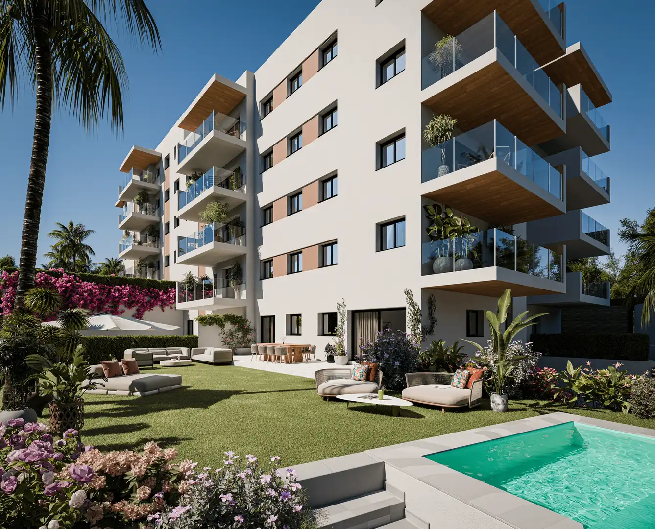 Vista exterior de Apartament en venda en Estepona amb Aire condicionat, Terrassa i Piscina