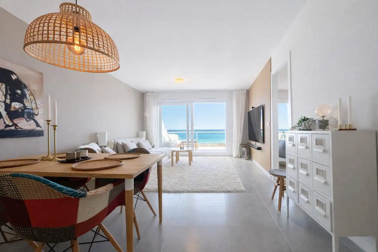 Wohnzimmer von Dachboden zum Verkauf in Santa Pola mit Klimaanlage, Terrasse und Balkon