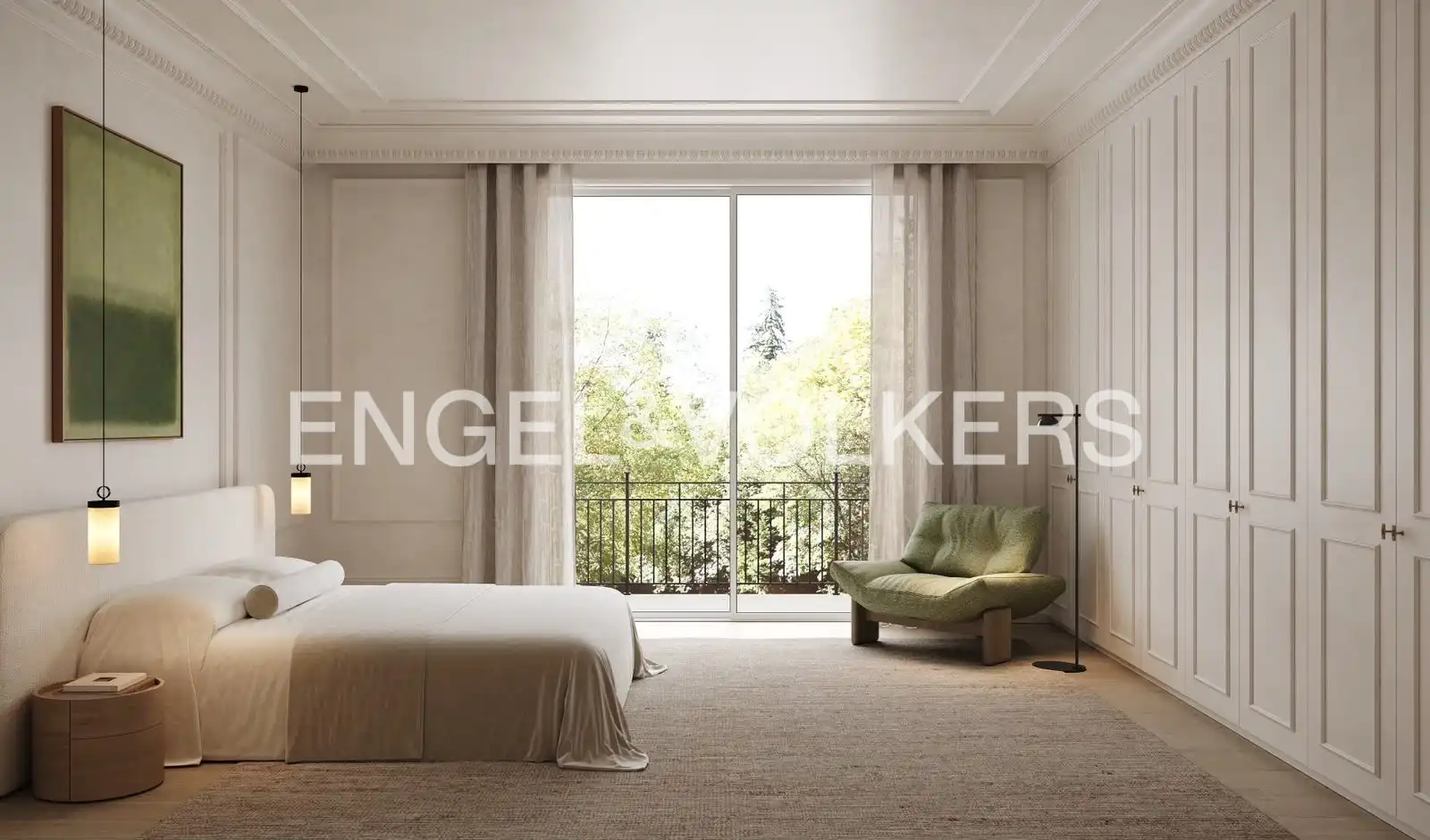 Schlafzimmer von Dachboden zum Verkauf in Madrid mit Klimaanlage, Heizung und Parkett