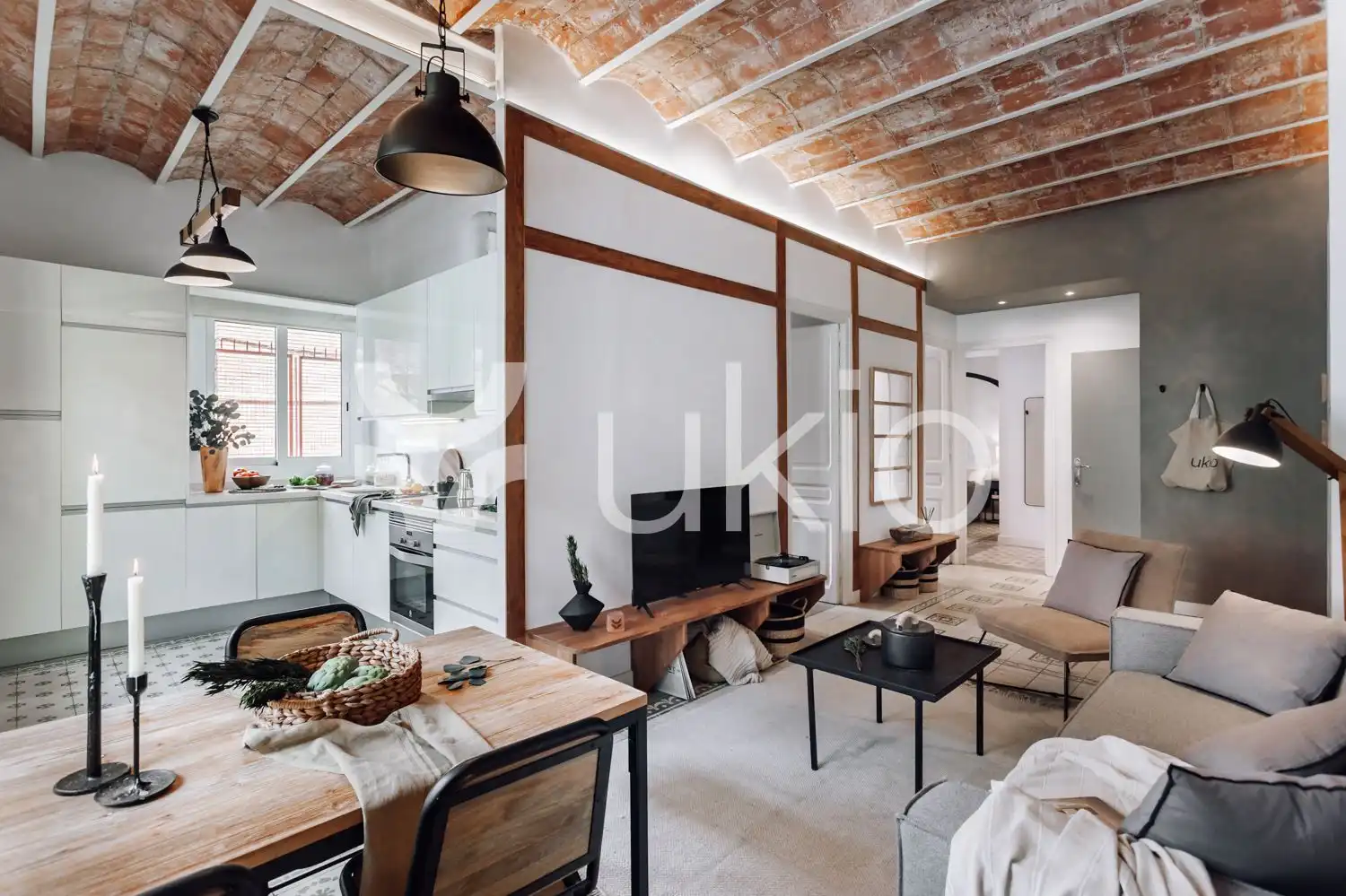 Sala de estar de Apartamento de alquiler en Barcelona con Aire acondicionado, Amueblado y Horno