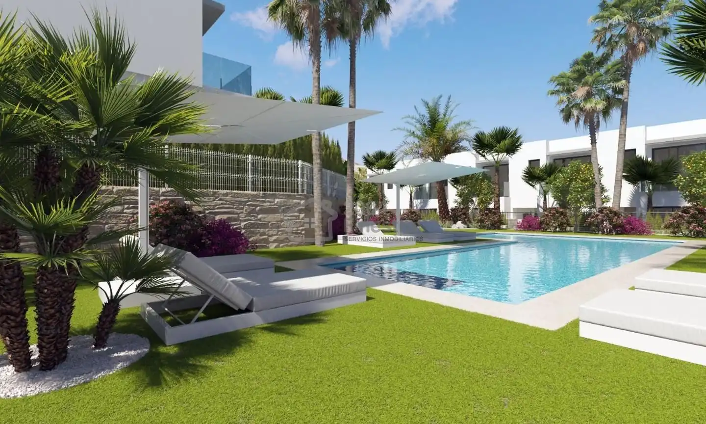 Piscina de Casa adosada en venda en Finestrat amb Jardí privat, Terrassa i Piscina comunitària