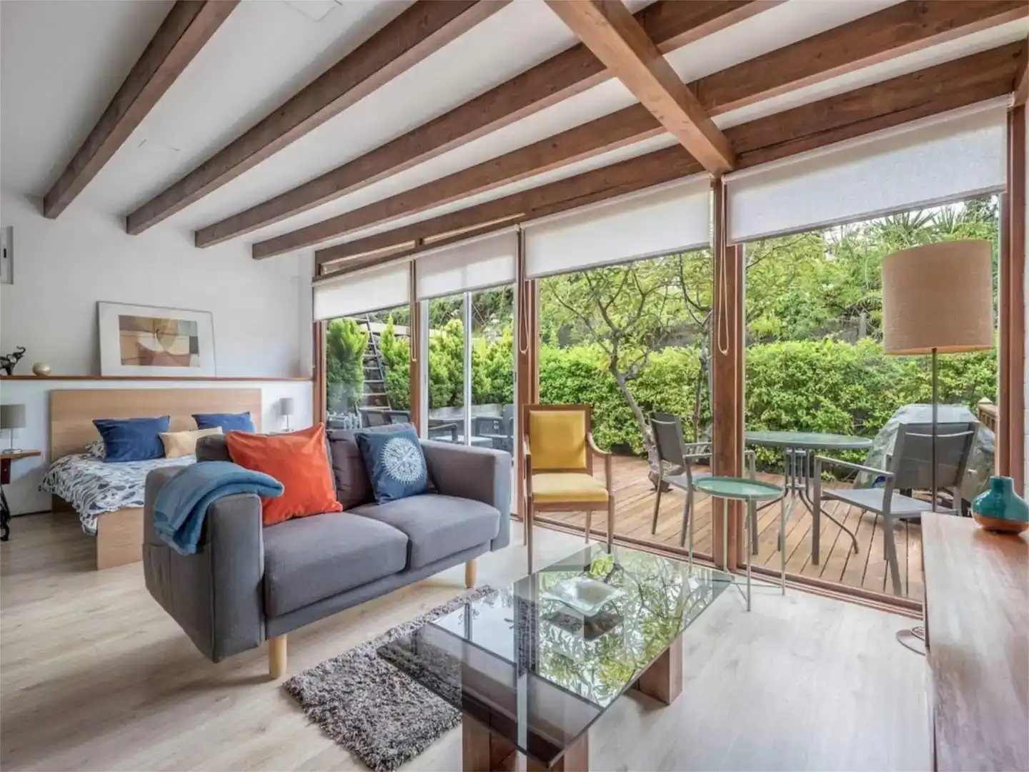 Sala de estar de Estudio de alquiler en La Orotava con Aire acondicionado, Jardín privado y Parquet