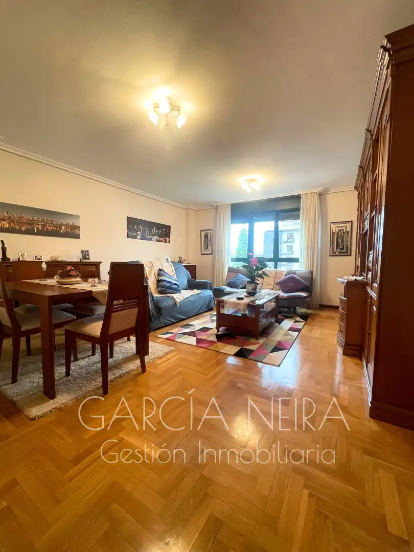 Sala d'estar de Pis en venda en Oviedo  amb Calefacció, Jardí privat i Parquet