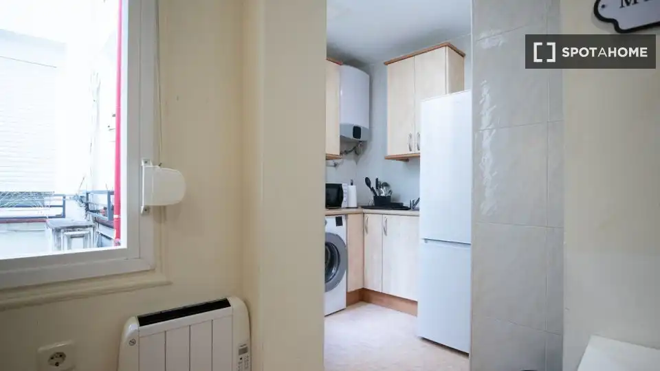 Cuina de Apartament per a compartir en Madrid amb Aire condicionat, Calefacció i Terrassa