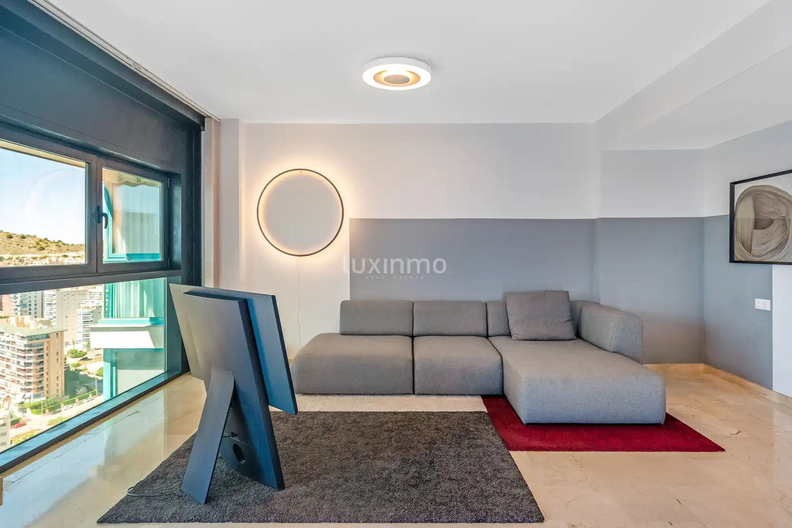 Sala d'estar de Àtic en venda en Villajoyosa / La Vila Joiosa amb Aire condicionat, Jardí privat i Terrassa