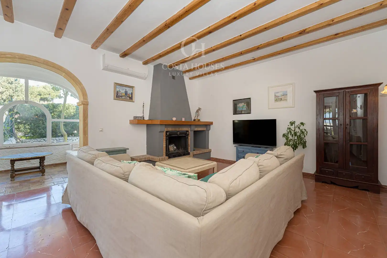 Sala de estar de Casa o chalet en venta en Moraira con Aire acondicionado, Calefacción y Jardín privado
