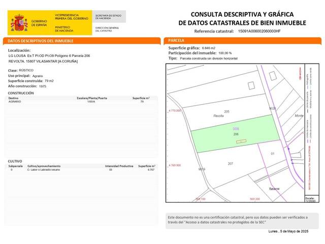 Terreno en Venta en Calle LOUSA en Vilasantar