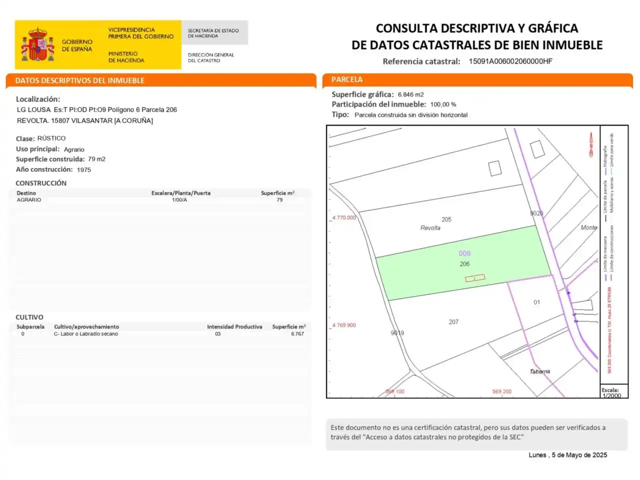 Rustikales Grundstück zum Verkauf in Calle LOUSA