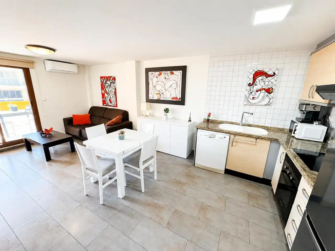 Living room of Flat for sale in Oliva  with Air Conditioner, Terrace and Furnished
