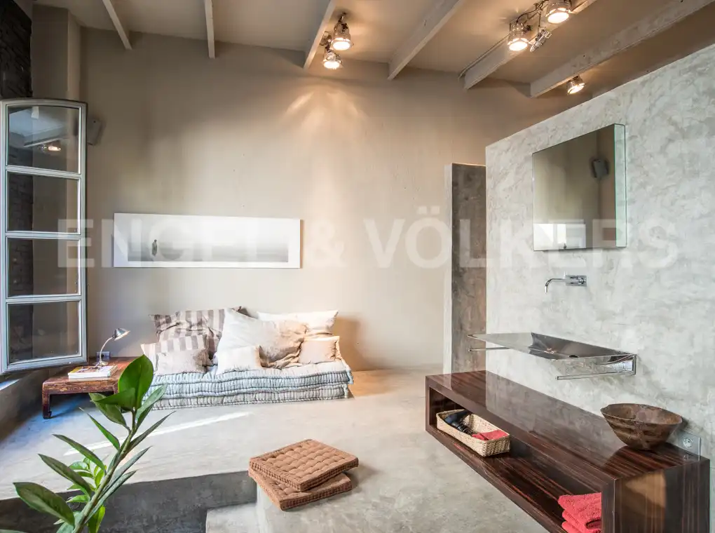 Badezimmer von Loft zur Miete in Barcelona mit Klimaanlage, Heizung und Parkett