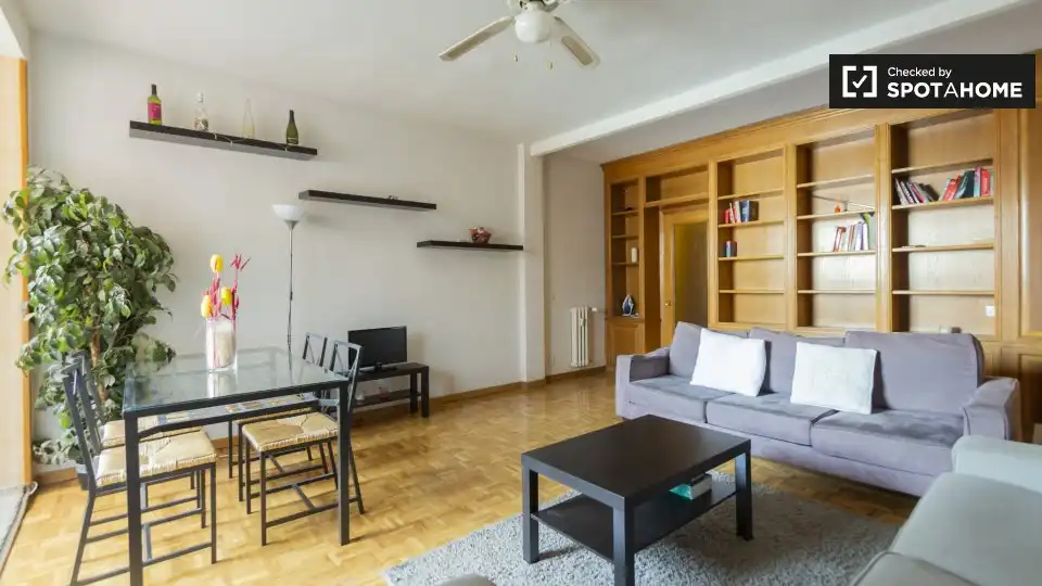 Living room of Flat for rent in Madrid  with Air Conditioner, Heating and Furnished