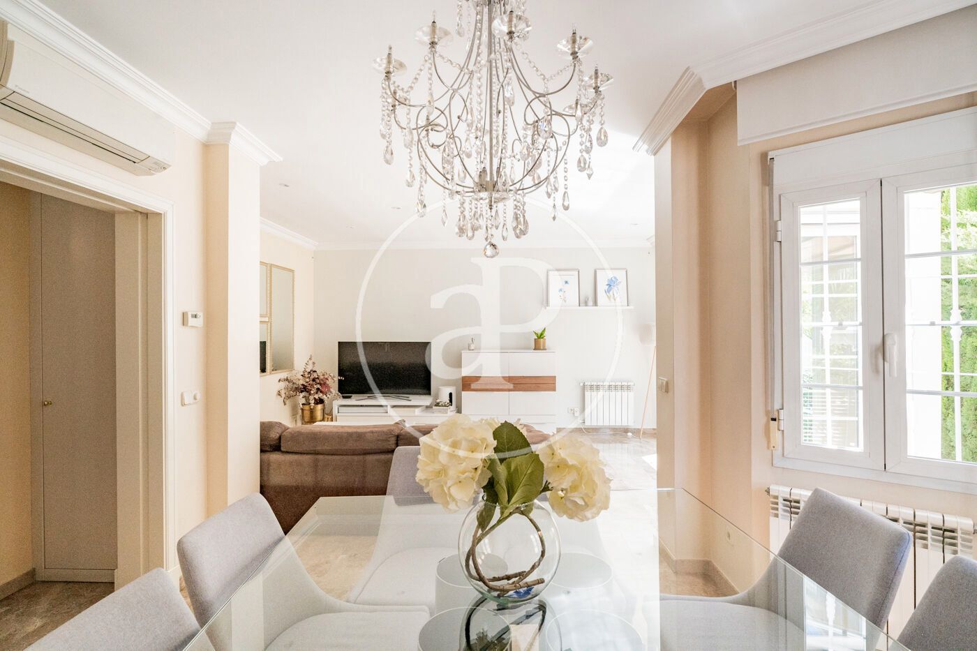 Dining room of Single-family semi-detached for sale in  Madrid Capital  with Air Conditioner, Heating and Private garden