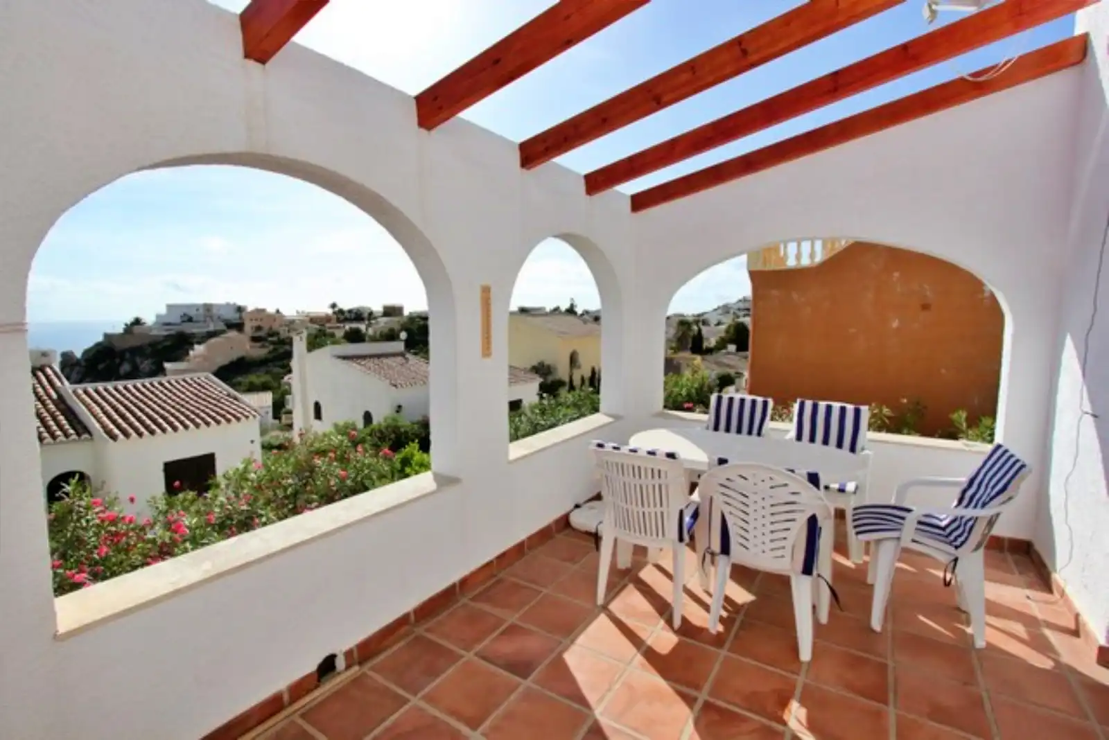 Terrassa de Casa o xalet de lloguer en Benitachell / El Poble Nou de Benitatxell amb Terrassa, Piscina i Moblat