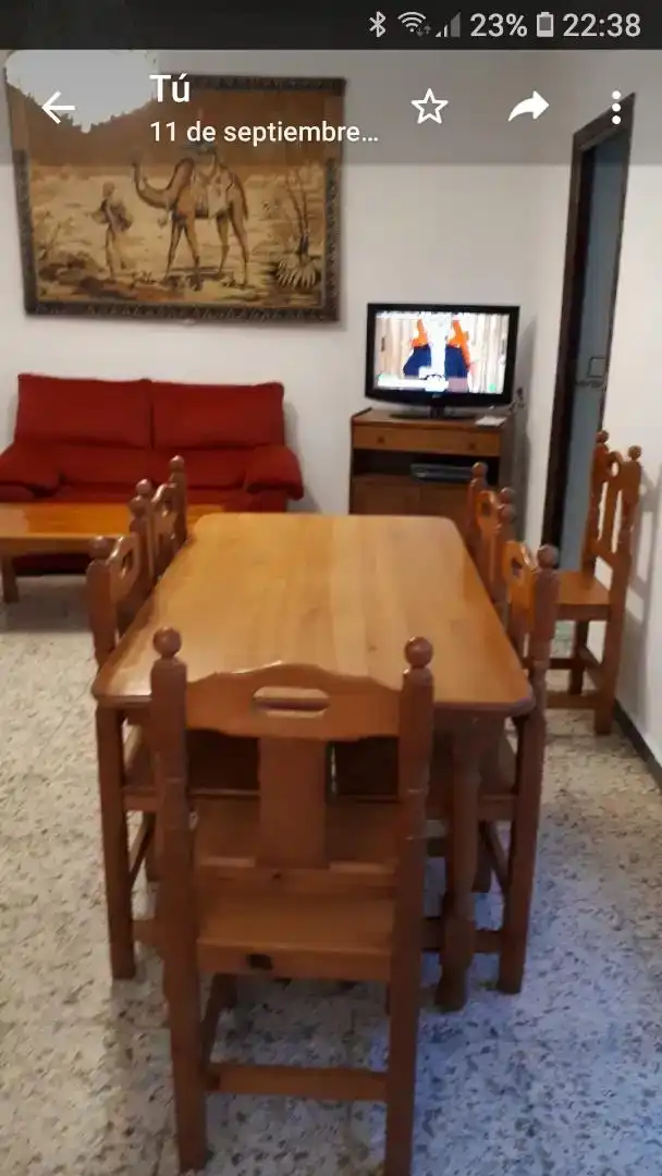 Esszimmer von Erdgeschoss zur Miete in Calañas mit Privatgarten, Möbliert und Ofen