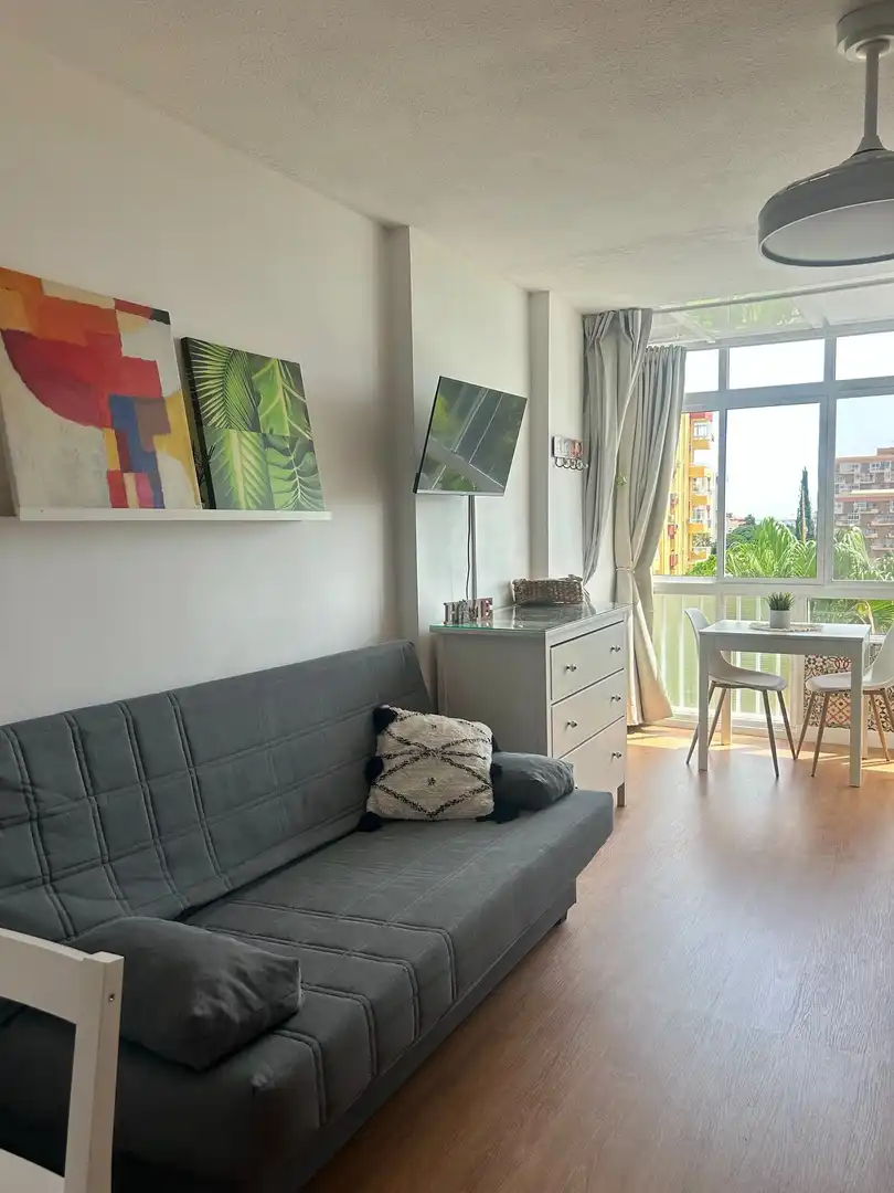 Living room of Study for rent in Benalmádena  with Air Conditioner, Terrace and Furnished