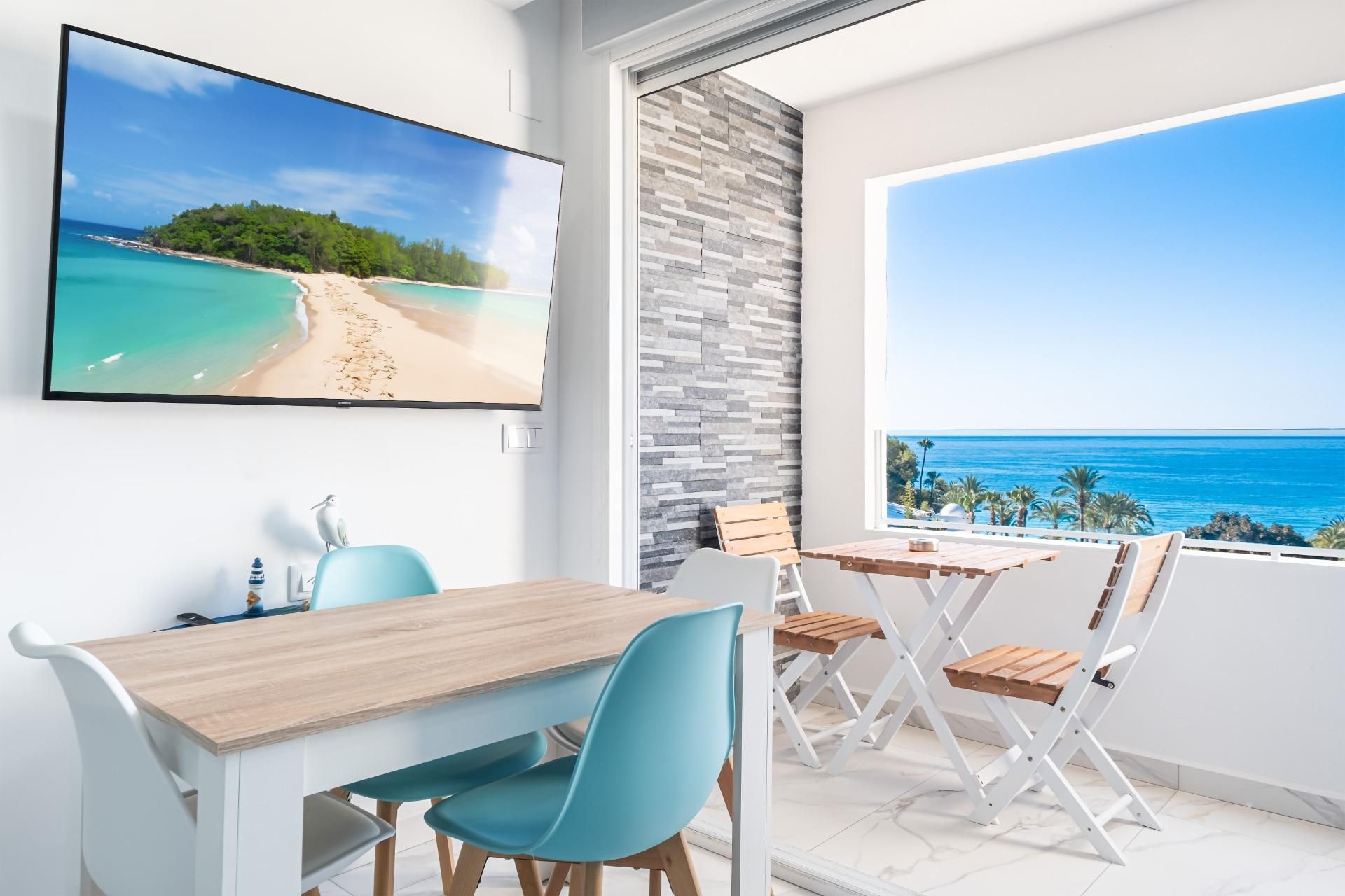 Dining room of Apartment to rent in Villajoyosa / La Vila Joiosa  with Air Conditioner, Heating and Private garden