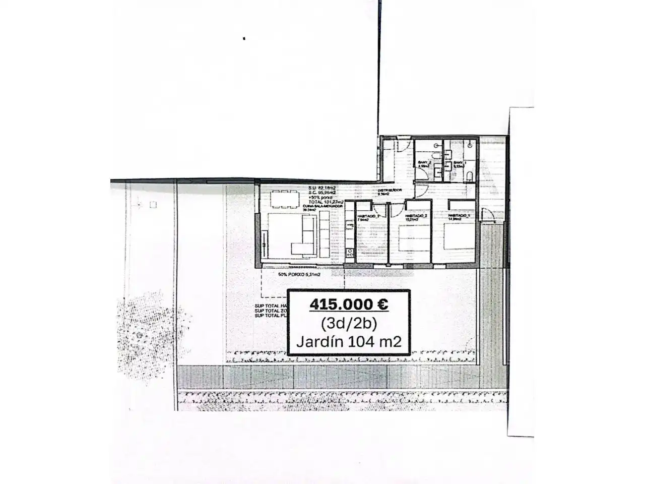 Piso con terraza en venta en Calle Roma, imagen 14