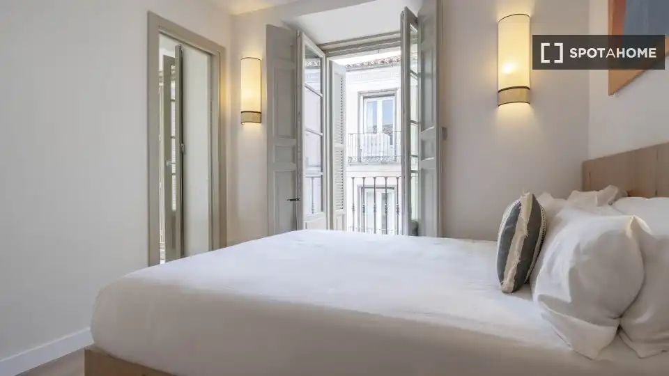 Bedroom of Houses for share in Madrid  with Air Conditioner, Terrace and Furnished