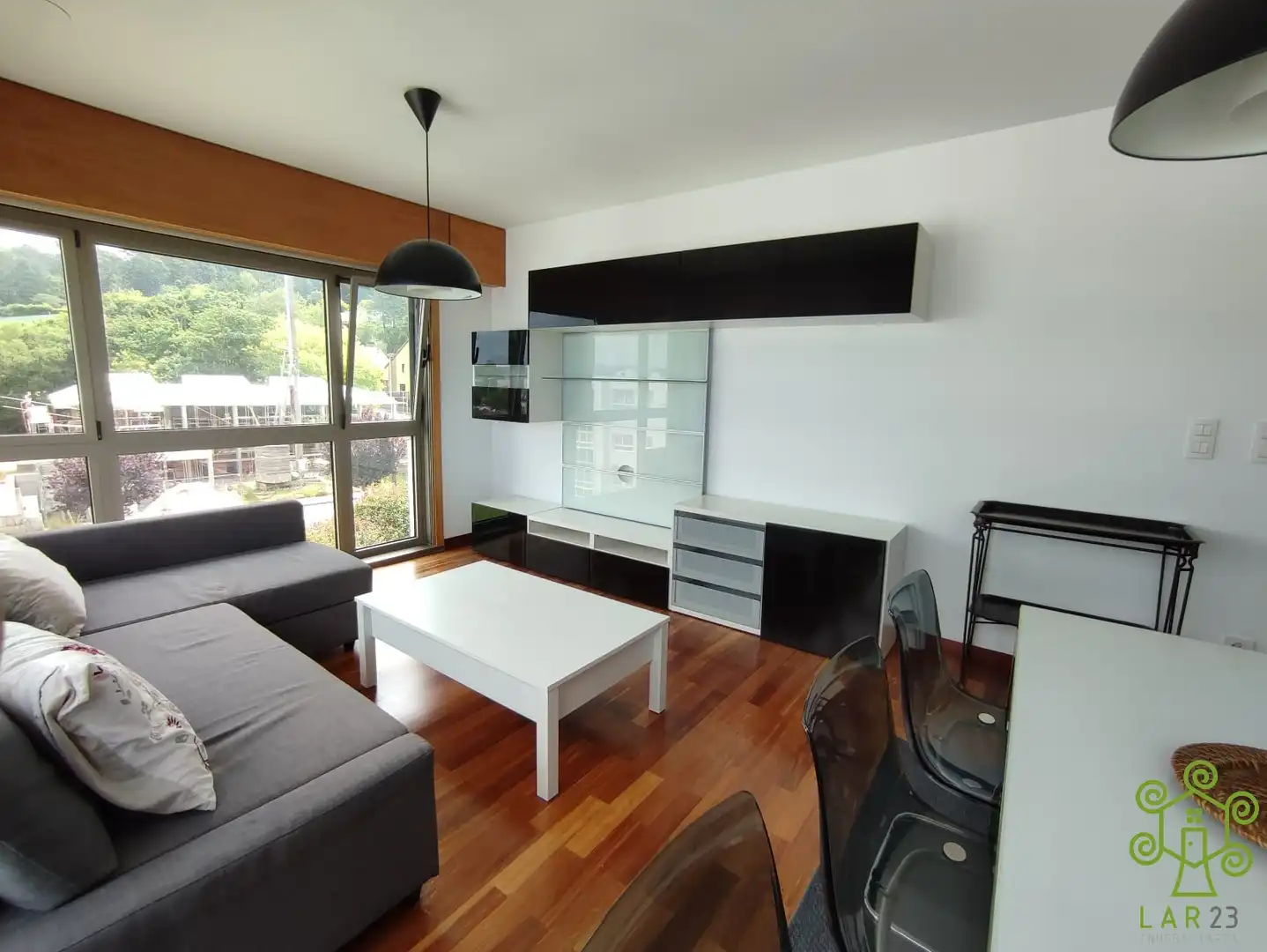 Living room of Flat for rent in Oleiros  with Heating, Parquet flooring and Furnished