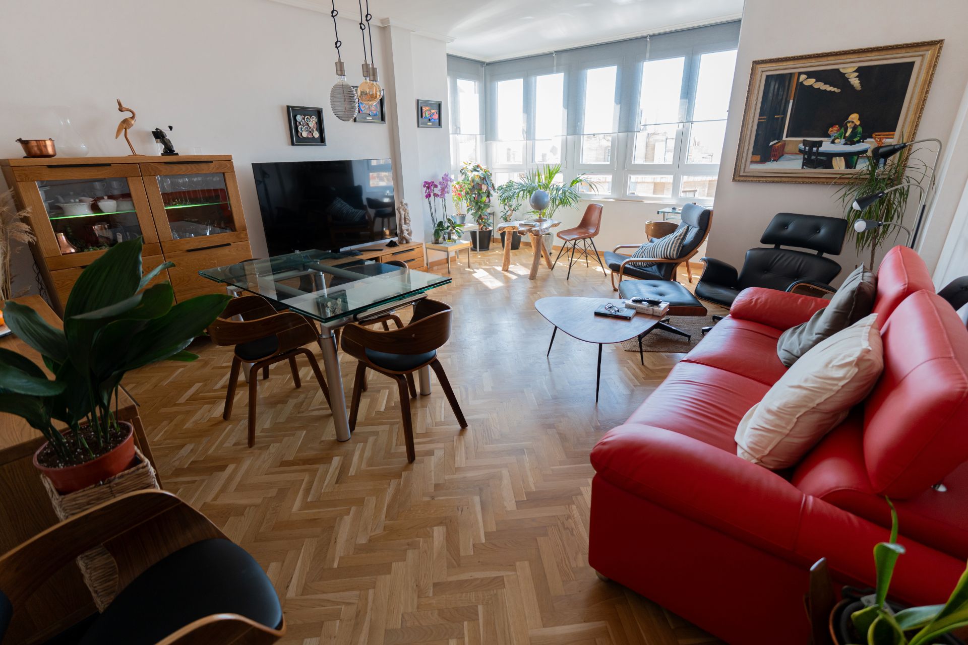 Living room of Flat for sale in  Zaragoza Capital  with Heating, Parquet flooring and Terrace