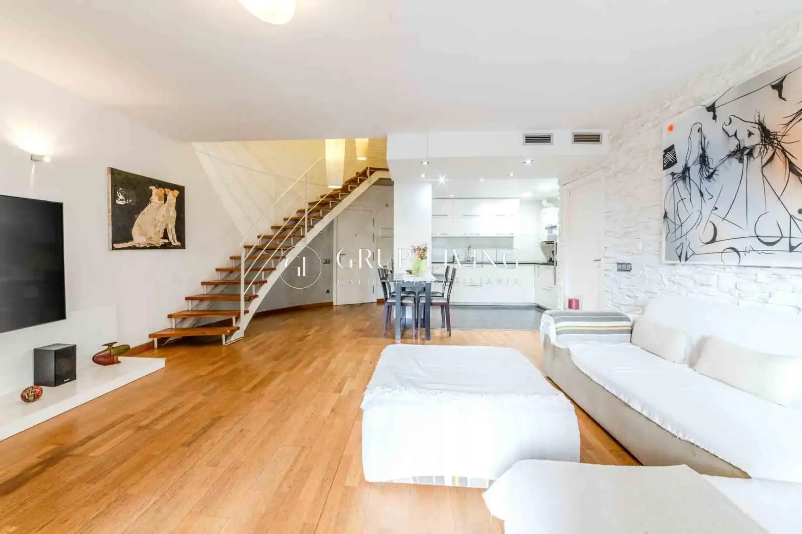 Wohnzimmer von Wohnung zum Verkauf in Sitges mit Klimaanlage, Heizung und Privatgarten