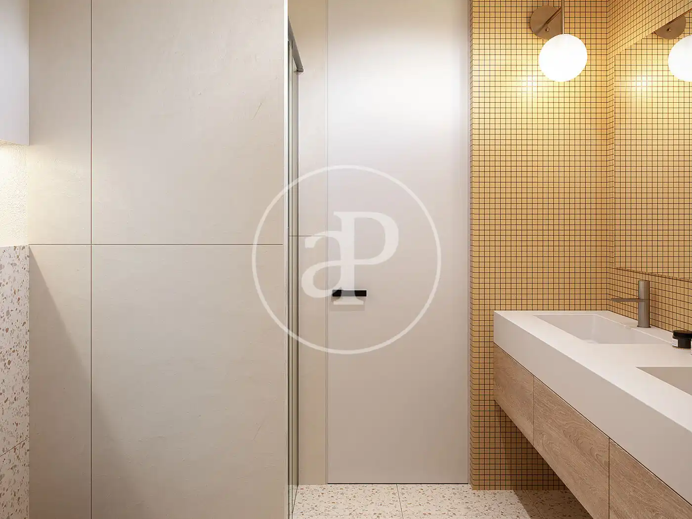 Badezimmer von Wohnung zum Verkauf in Barcelona mit Klimaanlage, Heizung und Privatgarten