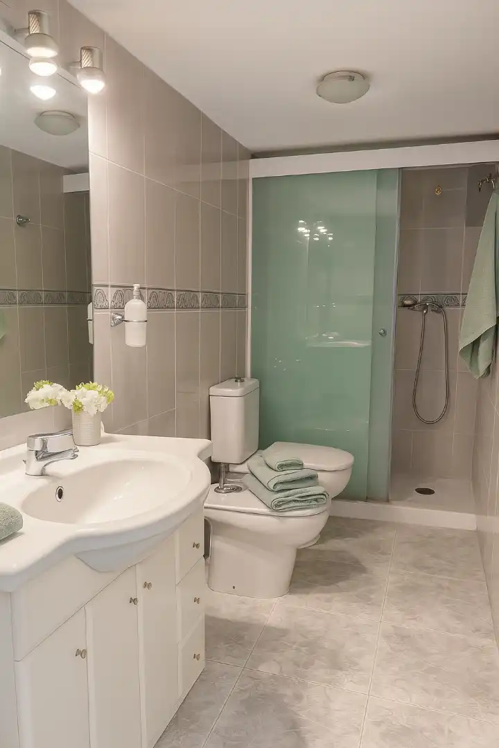 Badezimmer von Wohnung zum Verkauf in Barcelona mit Heizung, Parkett und Möbliert