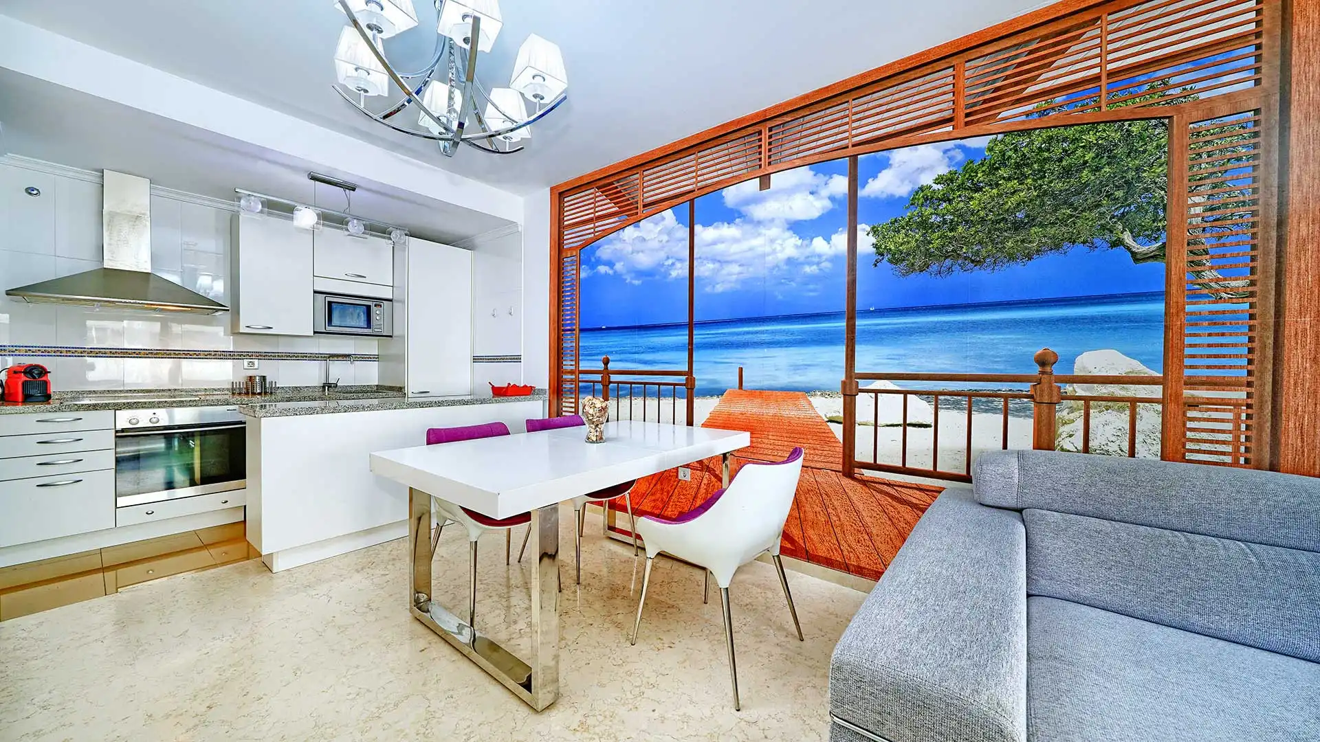 Menjador de Apartament en venda en Marbella amb Aire condicionat, Terrassa i Piscina
