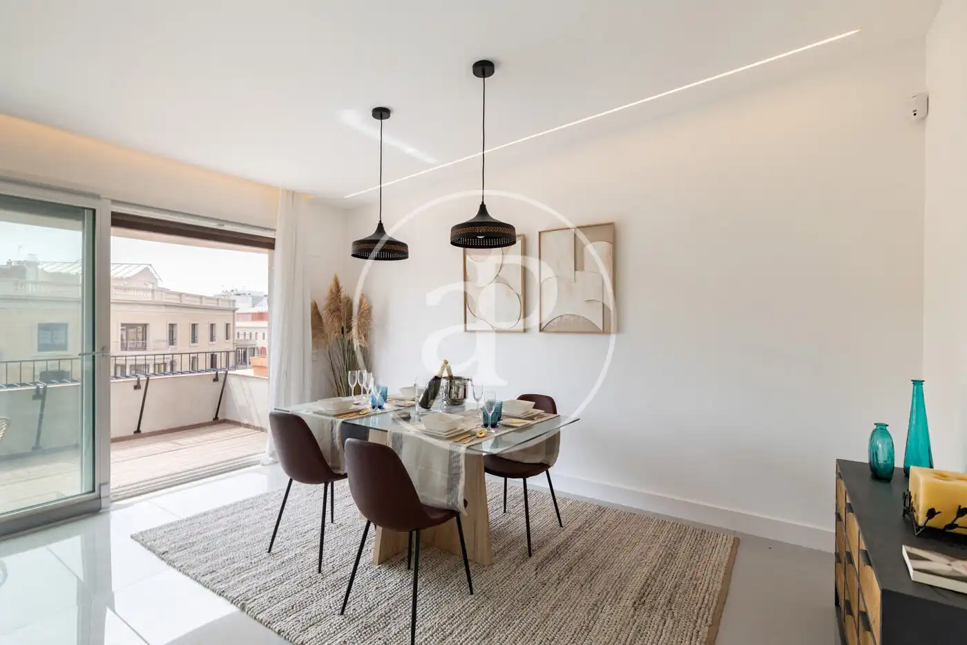 Dining room of Flat for rent in Barcelona  with Air Conditioner, Heating and Terrace