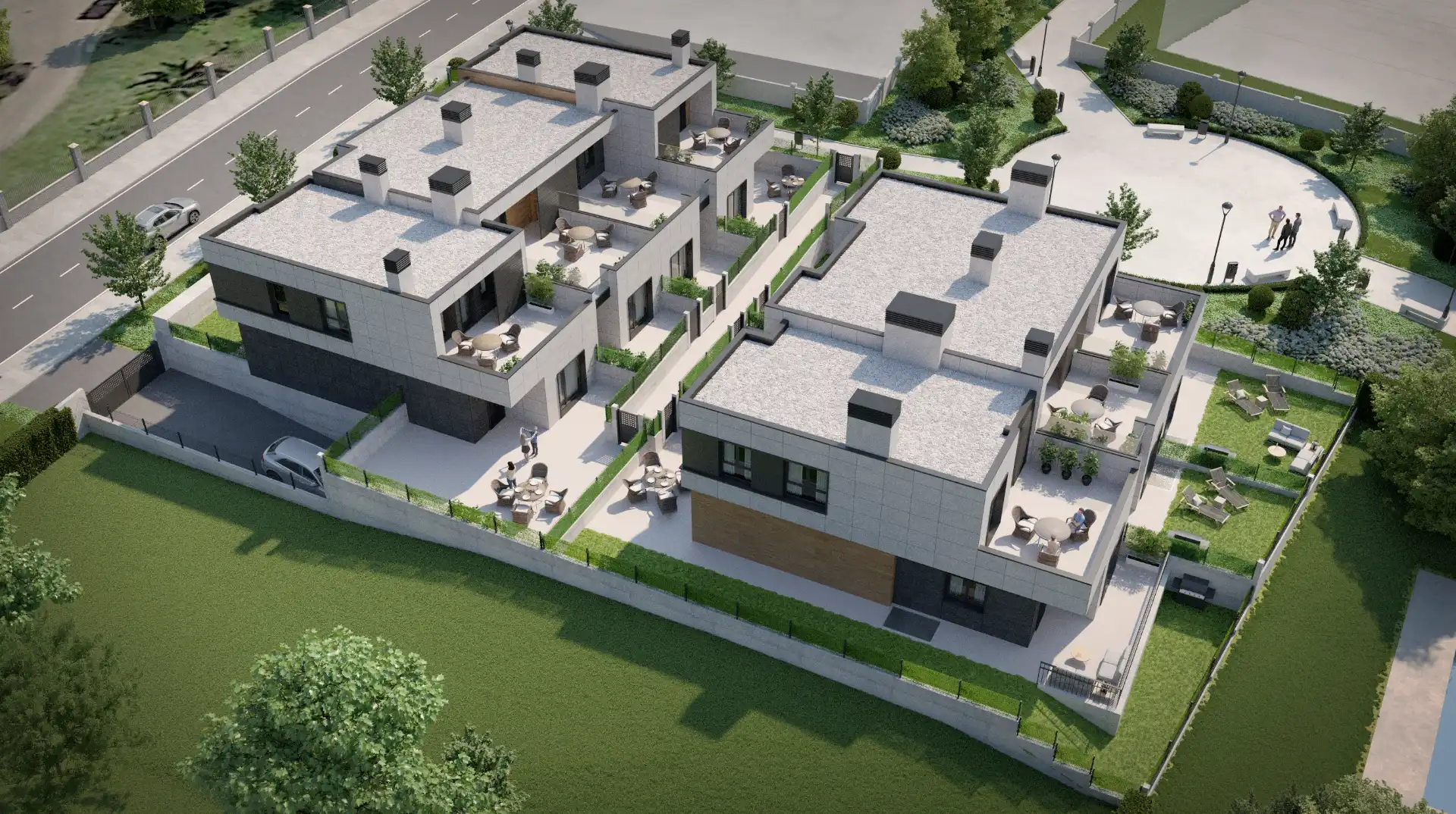 Außenansicht von Einfamilien-Reihenhaus zum Verkauf in Berango mit Heizung, Privatgarten und Parkett