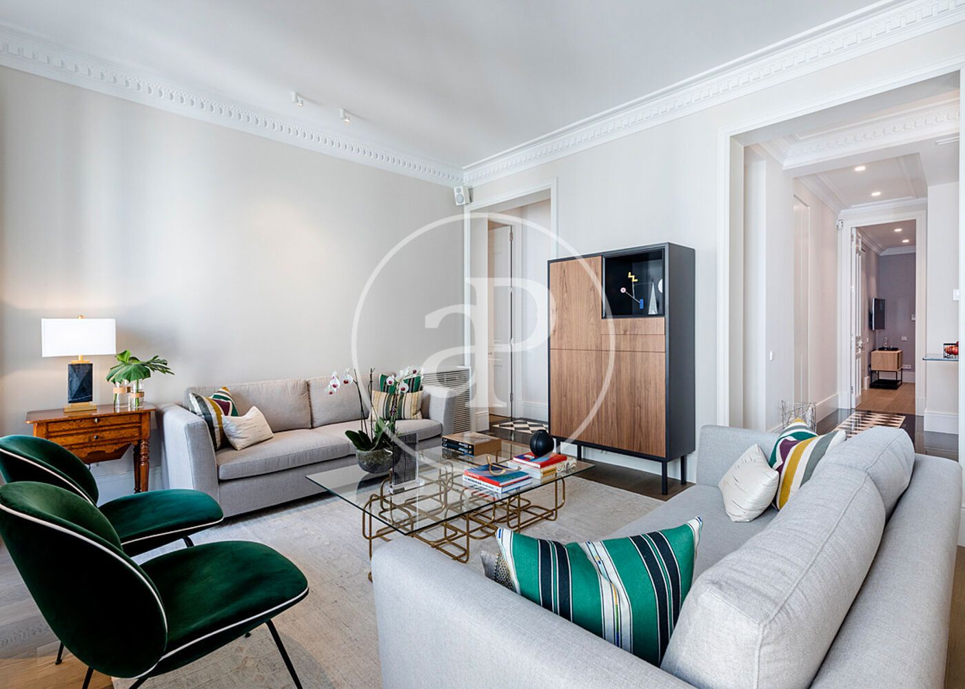 Sala d'estar de Pis de lloguer en  Madrid Capital amb Aire condicionat, Calefacció i Moblat