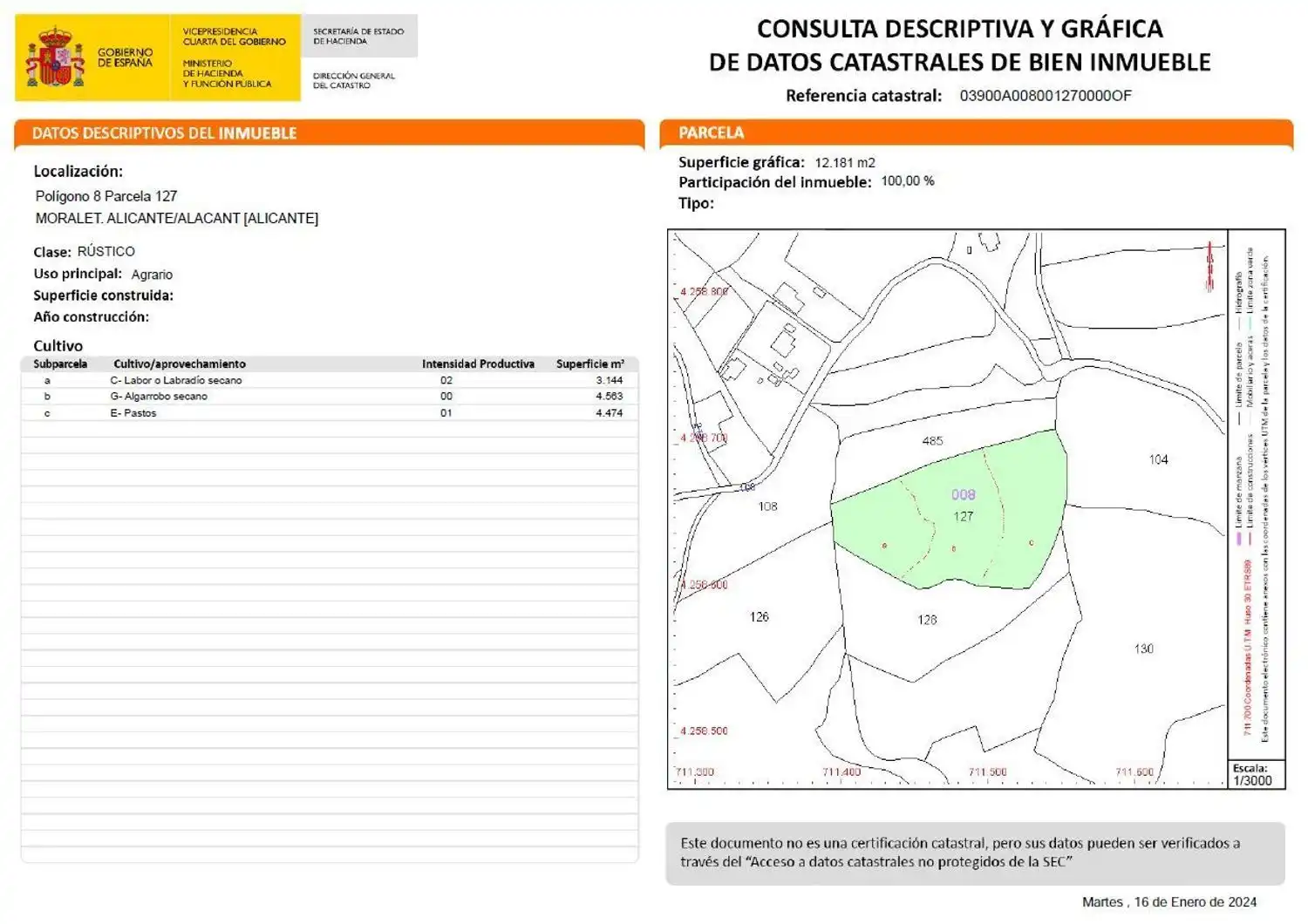 Terreno rústico en venta en Polígono 8 Parcela 127 Moralet 127, imagen 7