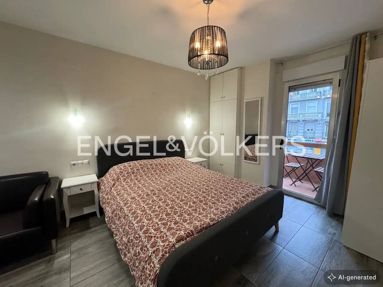 Schlafzimmer von Wohnung zur Miete in Valencia mit Klimaanlage, Heizung und Terrasse