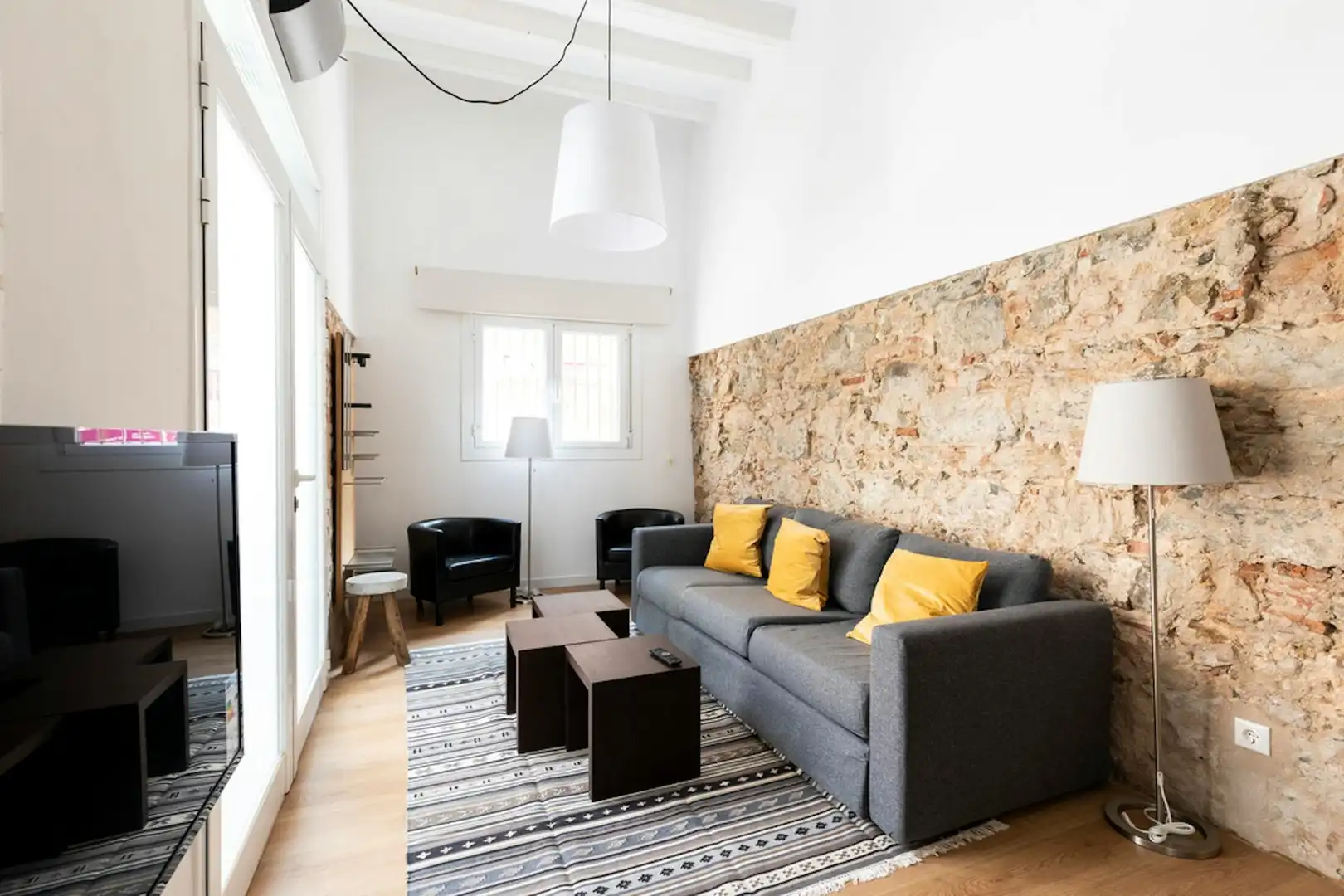 Living room of Flat for rent in Barcelona  with Air Conditioner, Heating and Furnished