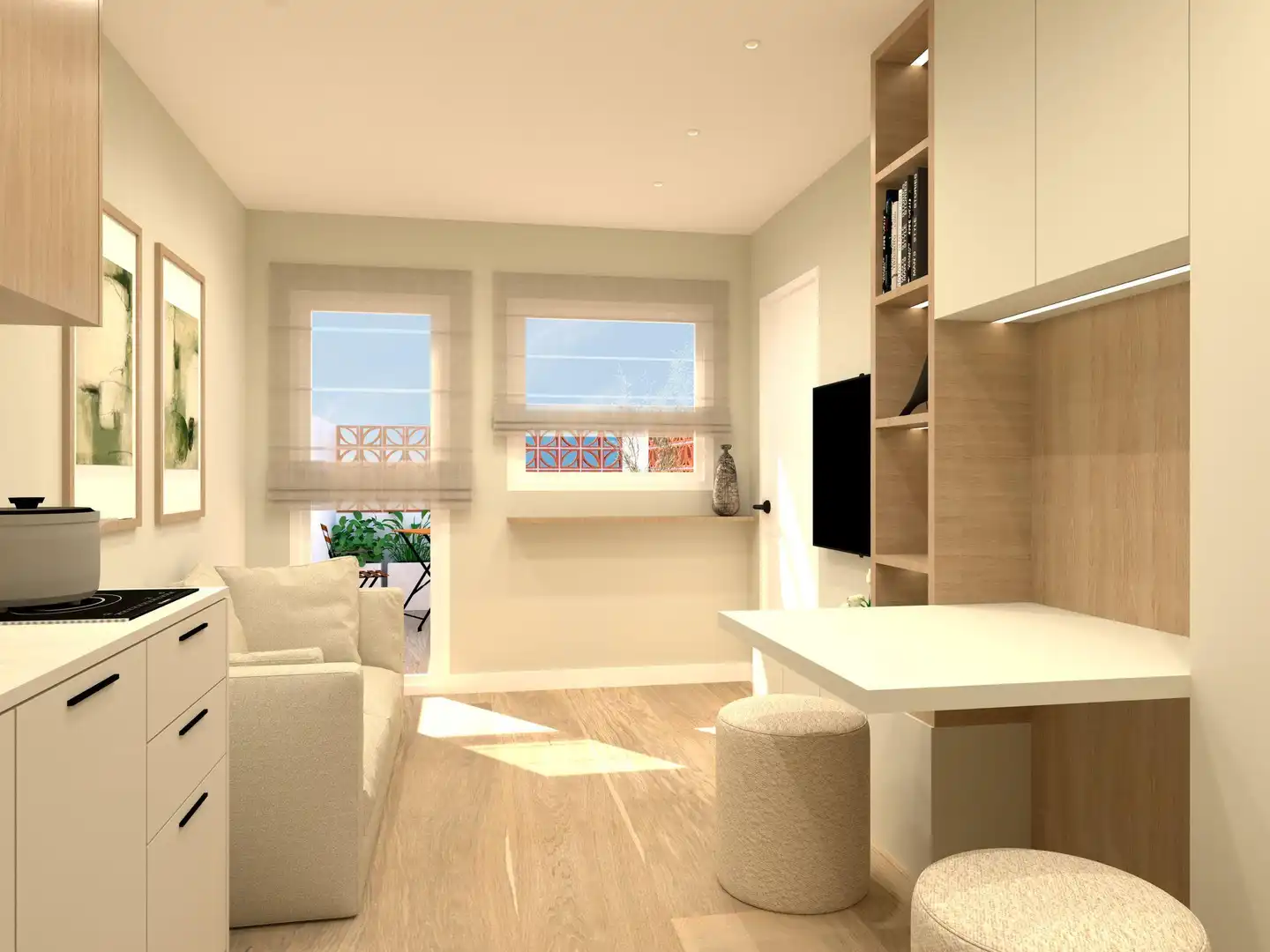 Sala de estar de Estudio en venta en Barcelona con Aire acondicionado, Calefacción y Parquet