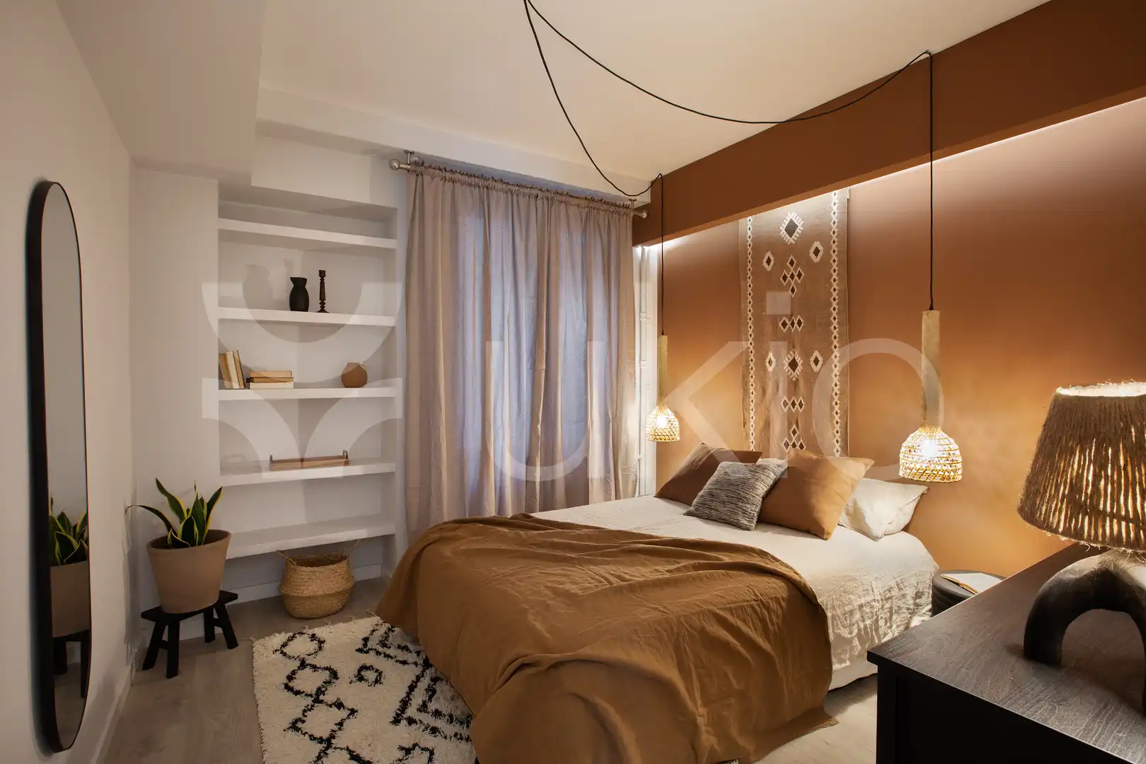 Schlafzimmer von Wohnungen zur Miete in Barcelona mit Klimaanlage, Terrasse und Möbliert