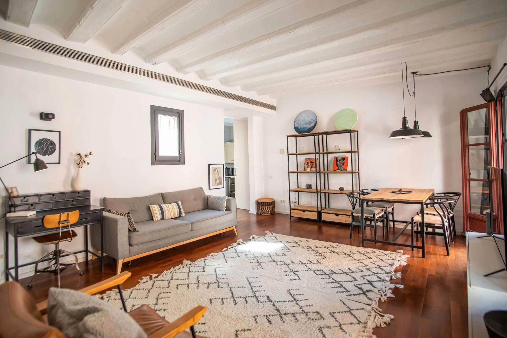 Sala d'estar de Pis de lloguer en  Barcelona Capital amb Aire condicionat, Moblat i Rentadora