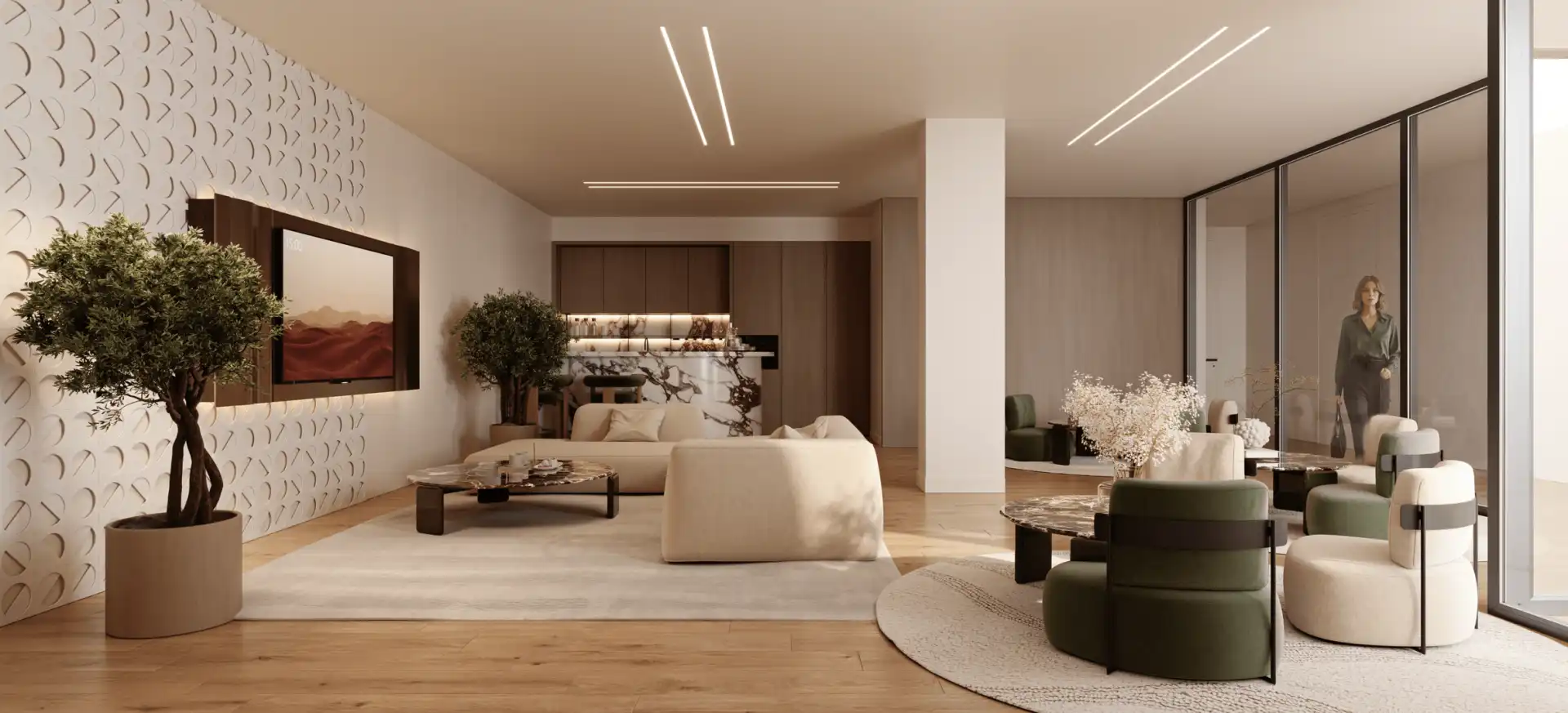 Sala d'estar de Apartament en venda en Estepona amb Aire condicionat, Terrassa i Piscina